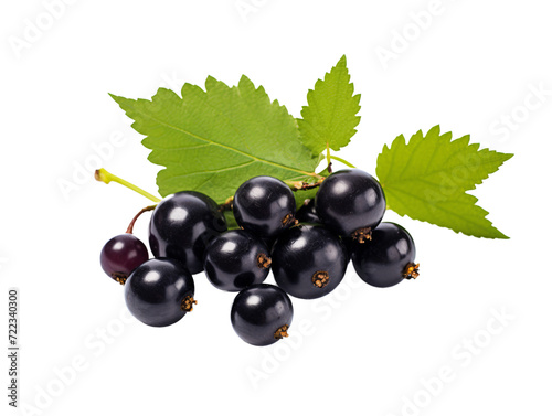 a bunch of black currants with leaves