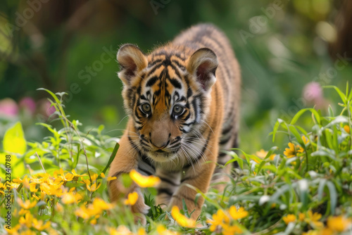 An adorable tigerlet on its adventures as a pint-sized explorer