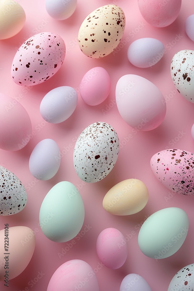 Decorative Easter eggs with playful patterns, celebrating springtime. Perfect for seasonal decoration themes. 