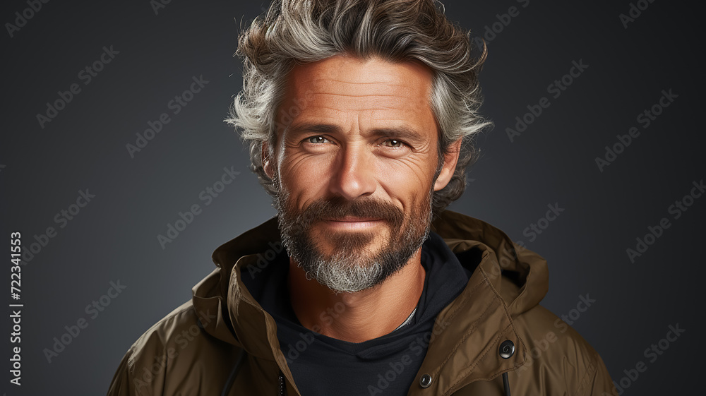 Aufgeschlossener Mann hat schönes lächeln im Gesicht Aufgeschlossener Mann hat schönes lächeln im Gesicht