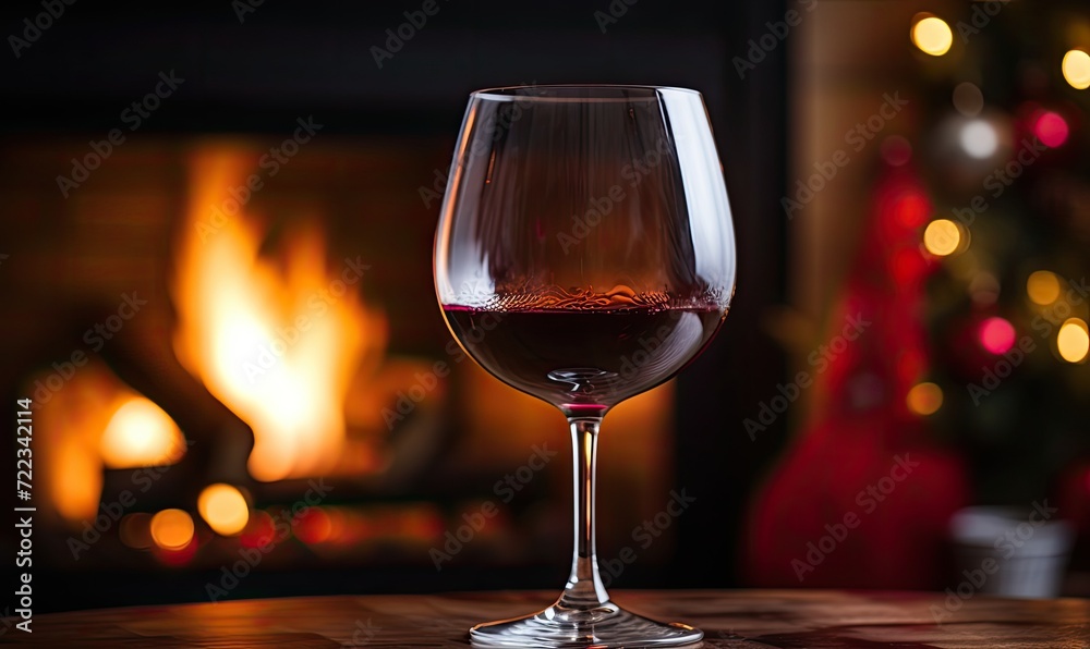 A Cozy Evening with a Glass of Wine by the Fireplace A Cozy Evening with a Glass of Wine by the Fireplace