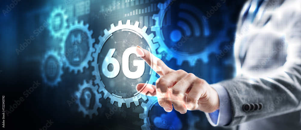 Fototapeta premium 6G future new technology network wireless telecommunication concept 2024