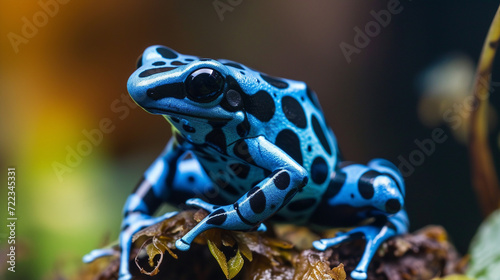 Close up of a dart frog (Dendrobates tinctorius azureus) photo