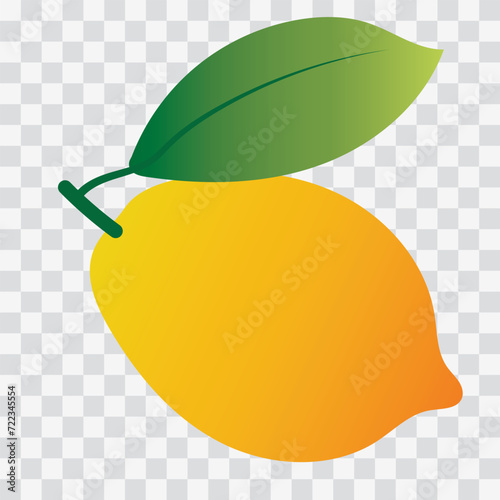 Illustration of lemon. Fresh lemon, orange fruits icon, collection of vector illustrations. Realistic lemon with green leaf, sour fresh fruit icon set. Lemon vector illustration.