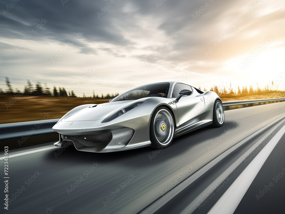 Sleek Sports Car Racing on Urban Streets - AI Generated Sleek Sports Car Racing on Urban Streets - AI Generated