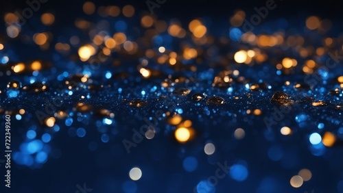 water drops on the glass blue and gold glitter wallpaper 