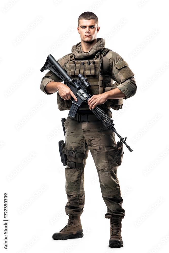 Armed Soldier Ready for Action, AI Generated Armed Soldier Ready for Action, AI Generated