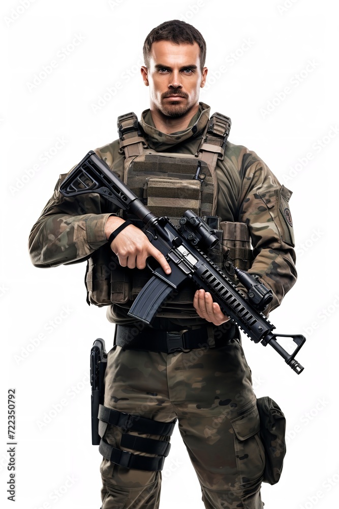 Armed Soldier Ready for Action, AI Generated