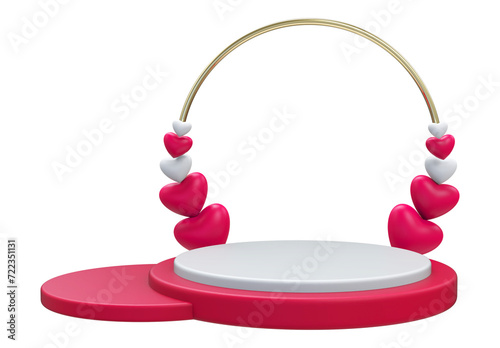 3d heart with podium display valentines day