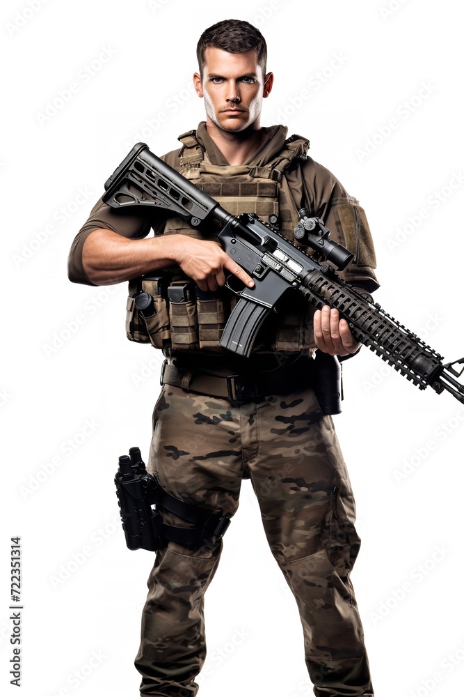Armed Soldier Ready for Action, AI Generated Armed Soldier Ready for Action, AI Generated