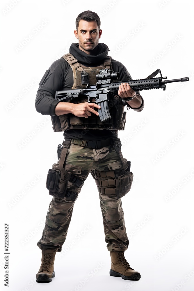 Armed Soldier Ready for Action, AI Generated Armed Soldier Ready for Action, AI Generated
