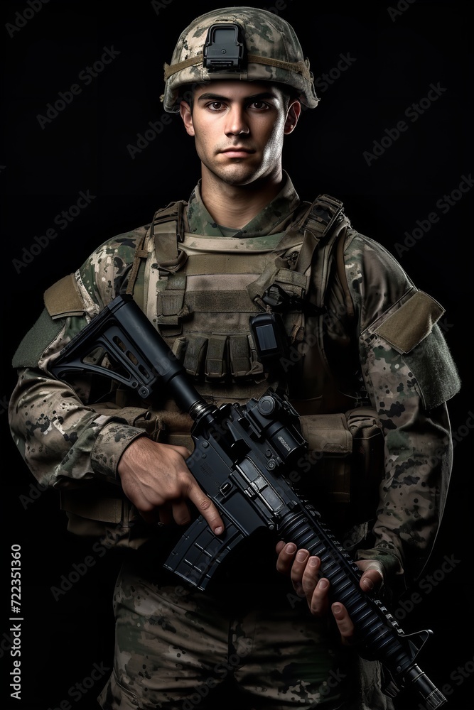 Armed Soldier Ready for Action, AI Generated Armed Soldier Ready for Action, AI Generated