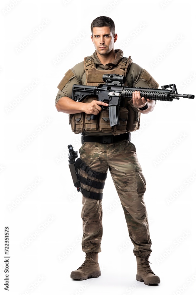 Armed Soldier Ready for Action, AI Generated Armed Soldier Ready for Action, AI Generated