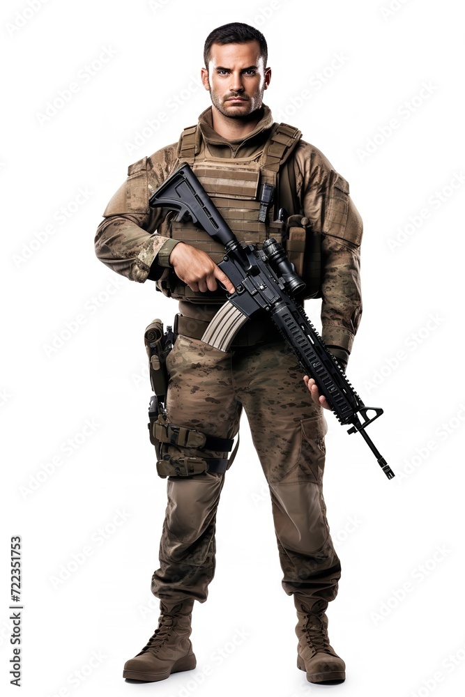 Armed Soldier Ready for Action, AI Generated