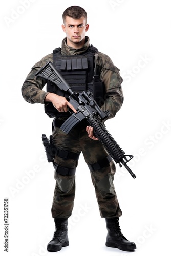 Armed Soldier Ready for Action, AI Generated