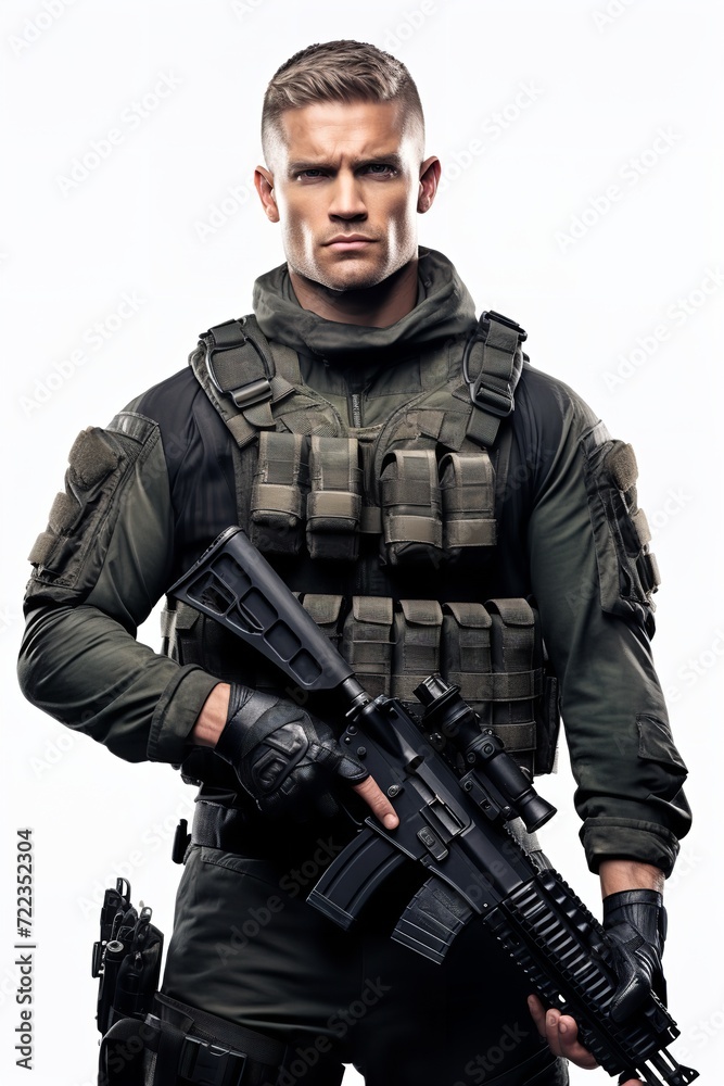 Armed Soldier Ready for Action, AI Generated Armed Soldier Ready for Action, AI Generated