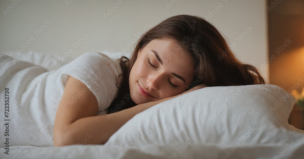A happy woman stretches in the morning sunlight, feeling refreshed and rejuvenated after a restful night's sleep. A happy woman stretches in the morning sunlight, feeling refreshed and rejuvenated after a restful night's sleep.