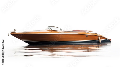 Elegant Riva Boat Gliding on Serene Lake - AI Generated