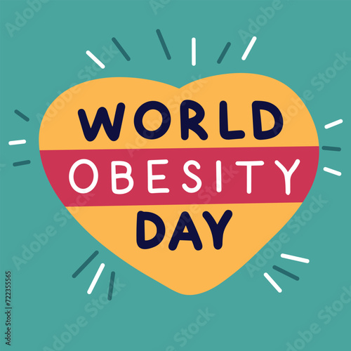 World Obesity Day holiday inscription. Handwriting lettering text banner World Obesity Day square composition. Hand drawn vector art