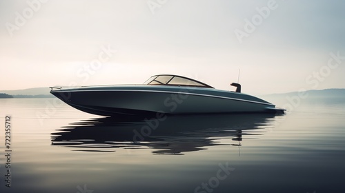 Elegant Riva Boat Gliding on Serene Lake - AI Generated