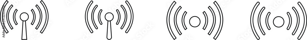vector set images depicting symbol, icon related to wireless Wi-Fi connectivity, including Wi-Fi signal symbol and an internet connection, that enable remote internet access. wireless internet signal. vector set images depicting symbol, icon related to wireless Wi-Fi connectivity, including Wi-Fi signal symbol and an internet connection, that enable remote internet access. wireless internet signal.