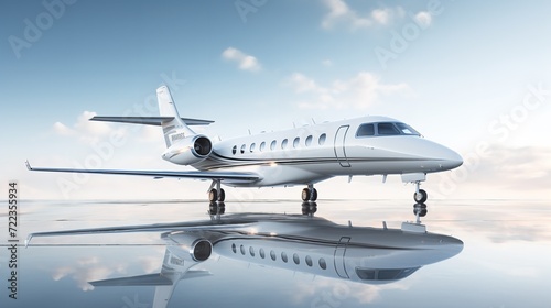 Executive Private Jet Soaring High in the Blue Sky - AI Generated photo