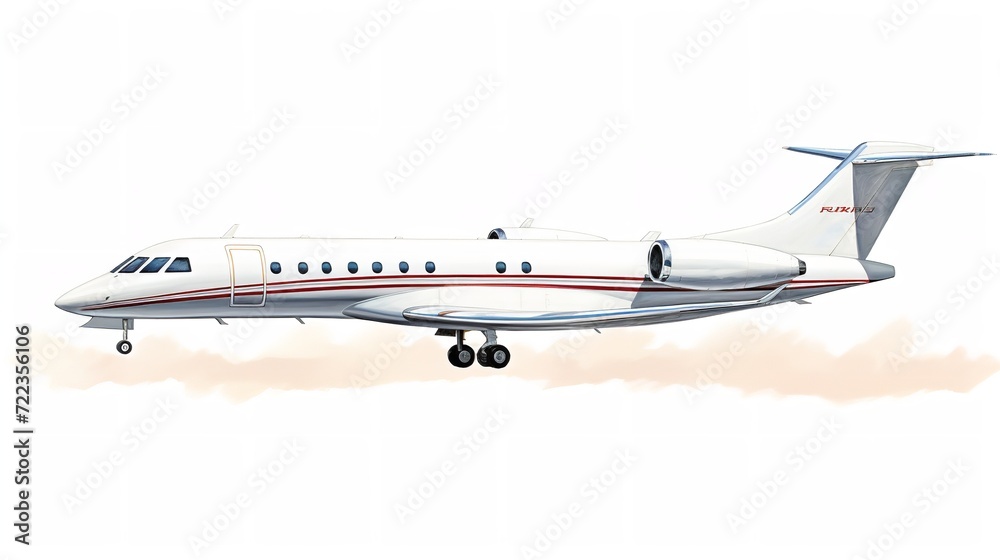 Fototapeta premium Executive Private Jet Soaring High in the Blue Sky - AI Generated