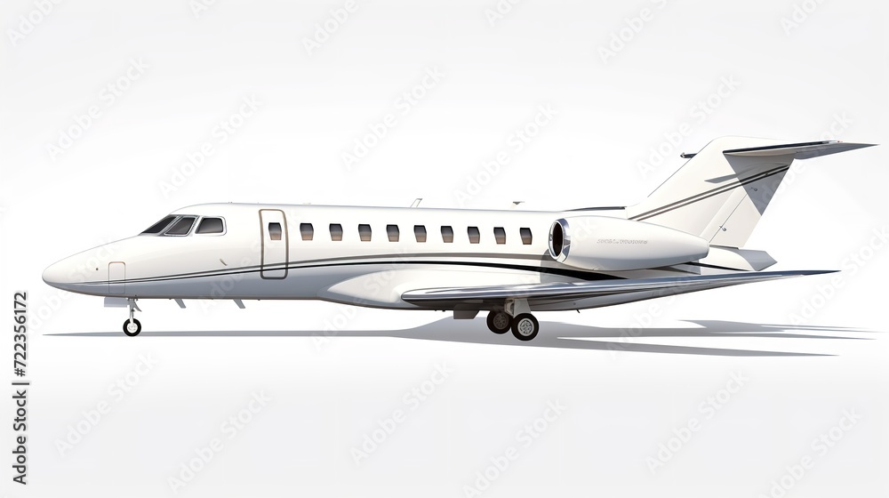 Fototapeta premium Executive Private Jet Soaring High in the Blue Sky - AI Generated