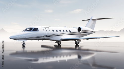 Elegant Private Jet Parked on Tarmac Ready for Takeoff - AI Generated photo