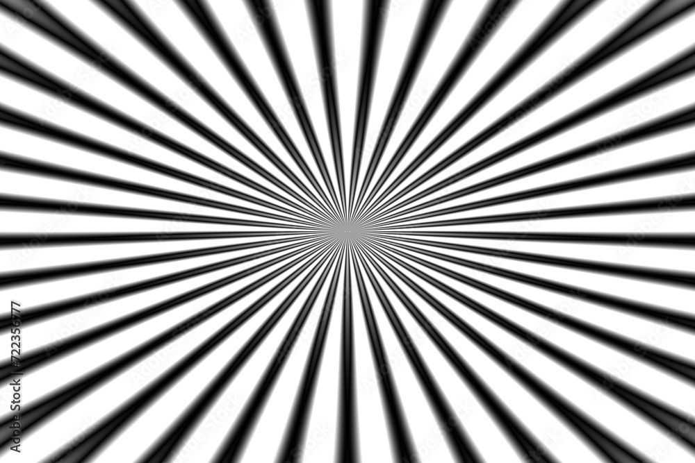 Obraz premium Geometryczny układ czarnych prostych rozmytych linii, promieni na białym tle skupionych centralnie - abstrakcyjne tło, tapeta, tekstura