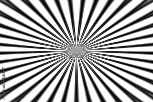 Geometryczny układ czarnych prostych rozmytych linii, promieni na białym tle skupionych centralnie - abstrakcyjne tło, tapeta, tekstura photo