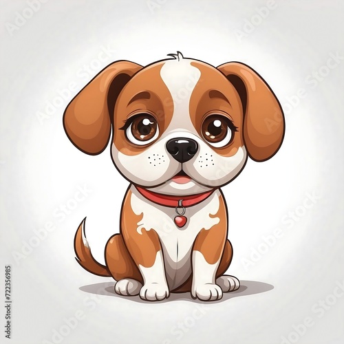 Cute Cartoon dog  Vector illustration dog on a white background.