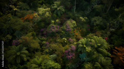 Tropical Canopy Richness  Aerial View of a Lush Rainforest AI-Generative