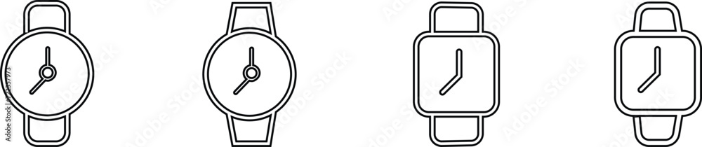 Wristwatch line icon set. Smartwatch icon. Hand watch symbol. Wristwatch line vector. Smart watch. Editable stroke. Stock vector, Isolated outline icon wristwatch. watch vintage luxury design vector. Wristwatch line icon set. Smartwatch icon. Hand watch symbol. Wristwatch line vector. Smart watch. Editable stroke. Stock vector, Isolated outline icon wristwatch. watch vintage luxury design vector.