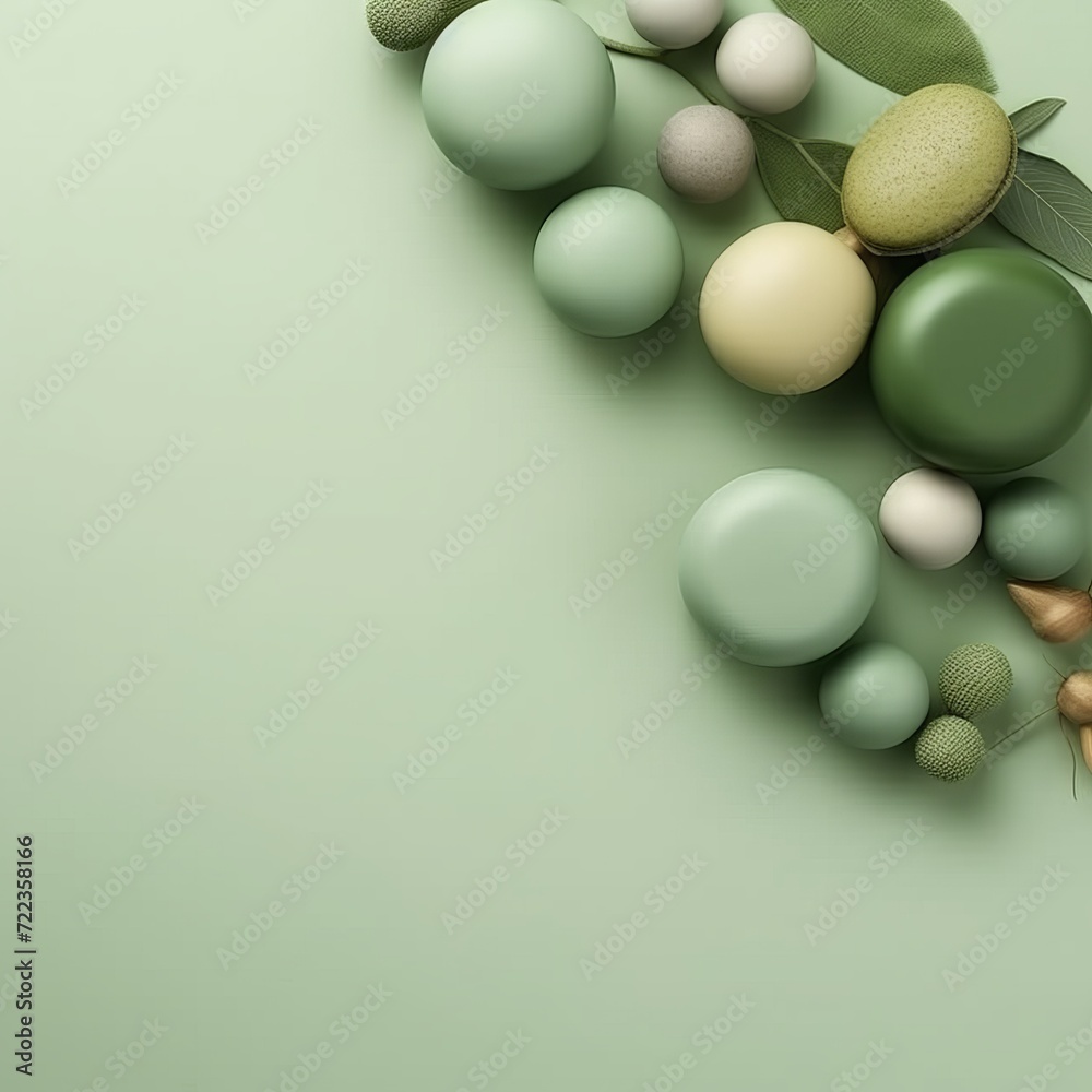 Minimalistic illustration of a bowl with green balls on a green background with a soft monochrome effect. Concept: interior design, conceptual advertising and as a visual reinforcement of themes relat Minimalistic illustration of a bowl with green balls on a green background with a soft monochrome effect. Concept: interior design, conceptual advertising and as a visual reinforcement of themes relat