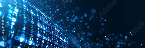 Binary Code Data Stream in Blue Digital Technology