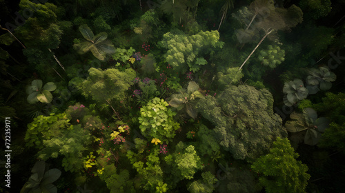 Tropical Canopy Richness: Aerial View of a Lush Rainforest AI-Generative photo