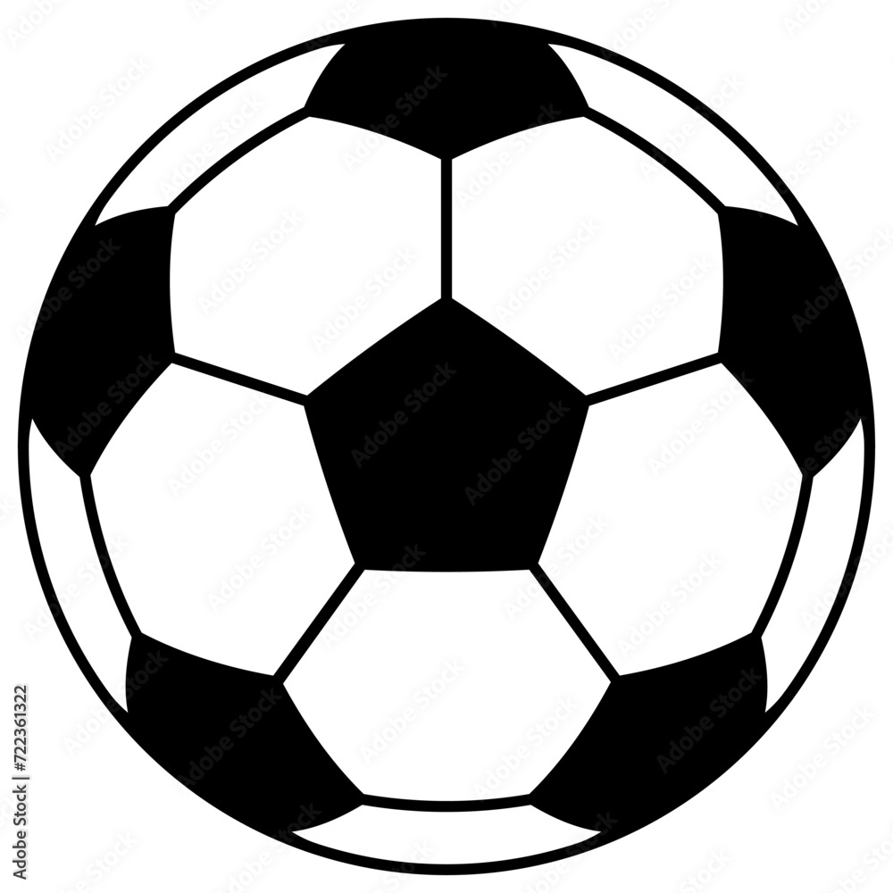 Soccer ball football flat line 3d icon