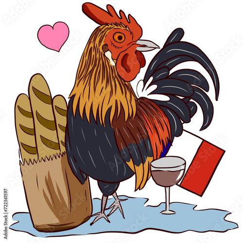 national bird of france gallic rooster  illustration of france art digital illustration without background