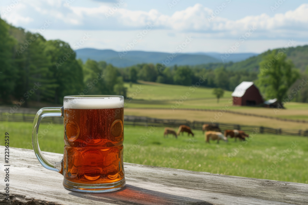 Farmhouse Delight, Beer Mug with Countryside Panorama Farmhouse Delight, Beer Mug with Countryside Panorama