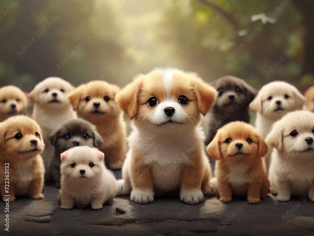 group of puppies on a farm