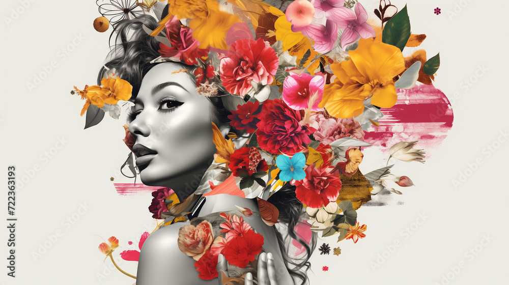 Fototapeta premium graffiti on the street collage style design incorporating vintage wallpaper