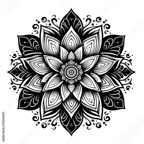 Black and White Ornament beautiful new mandala design with a white background