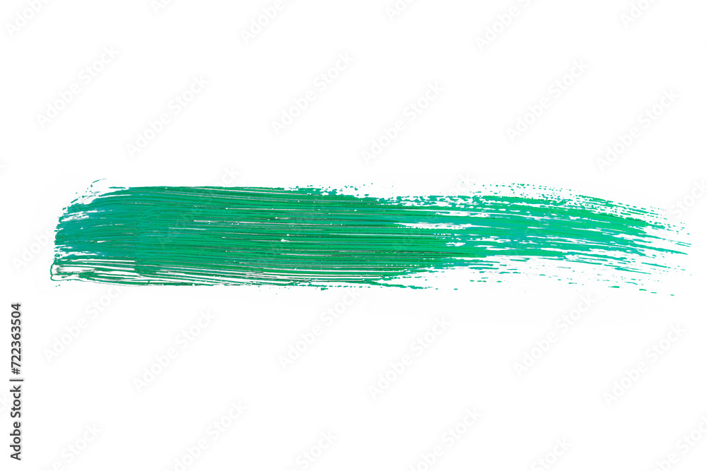 Freigestellte farbige Pinselstriche auf transparentem Hintergrund, .Borstenpinselstrich als Farbstreifen Markierung grün