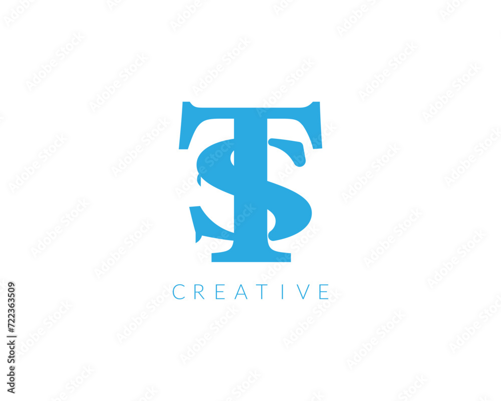 Modern Initial ST or TS Monogram Text Letter Logo Design. Modern Initial ST or TS Monogram Text Letter Logo Design.
