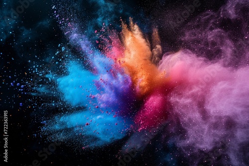 Explosion of colored powder on black background © Ahtesham