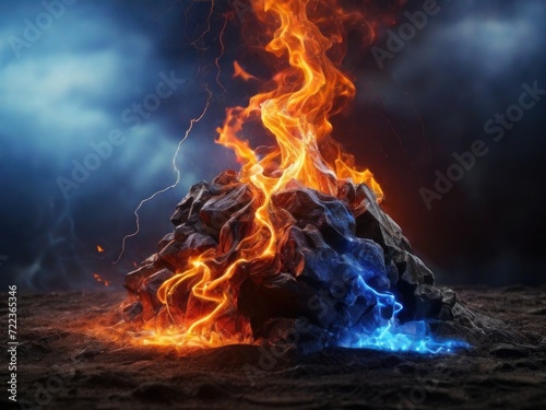 Abstract coloured mix flames Realistic chemical fire blasts.