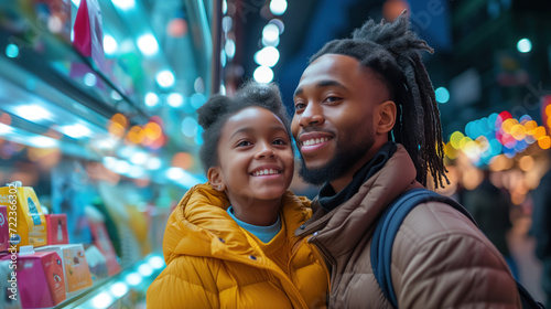 Happy smiling african american family couple enjoys shopping time at second-hand clothing that will pave the way to a better, more sustainable future © mikhailberkut