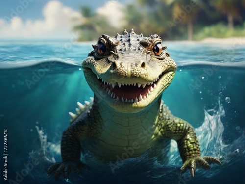 cartoon crocodile in the water