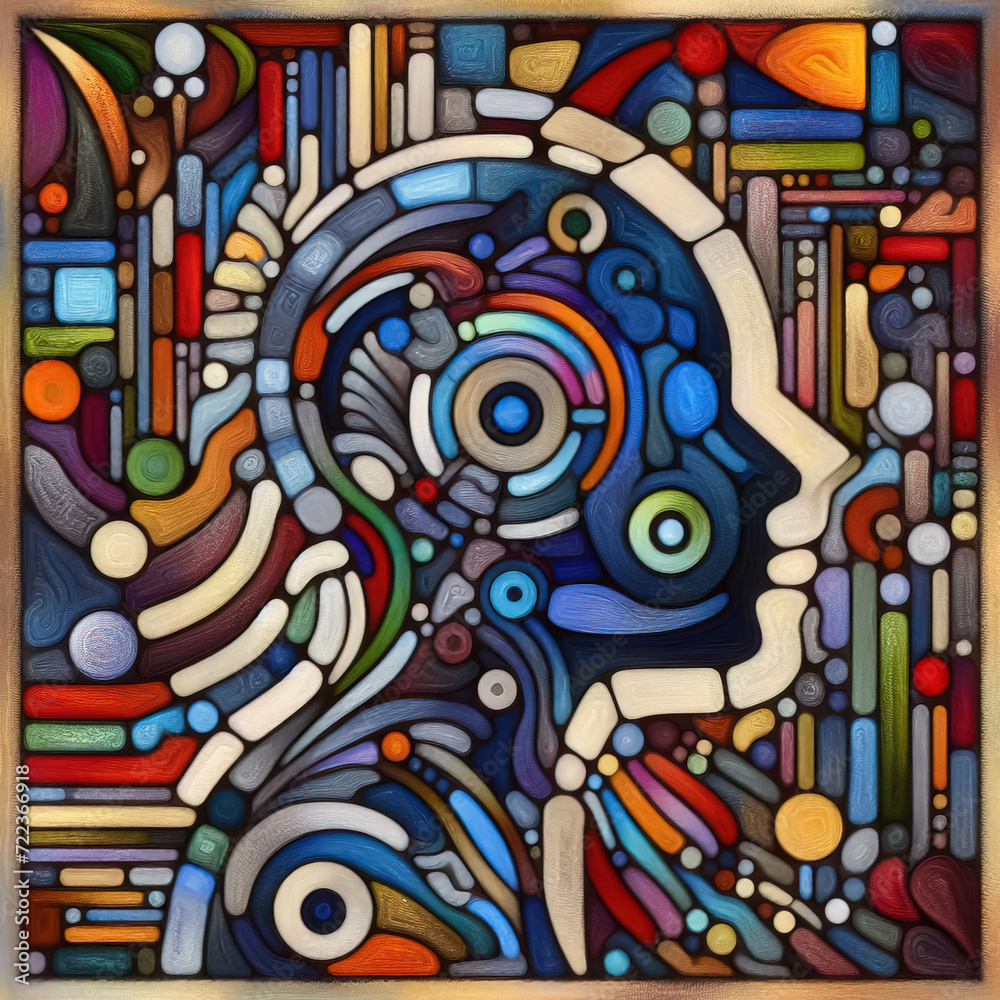 Obraz premium felt art patchwork, A powerful artificial intelligence technology in the world and AI brains working for humans daily work faster